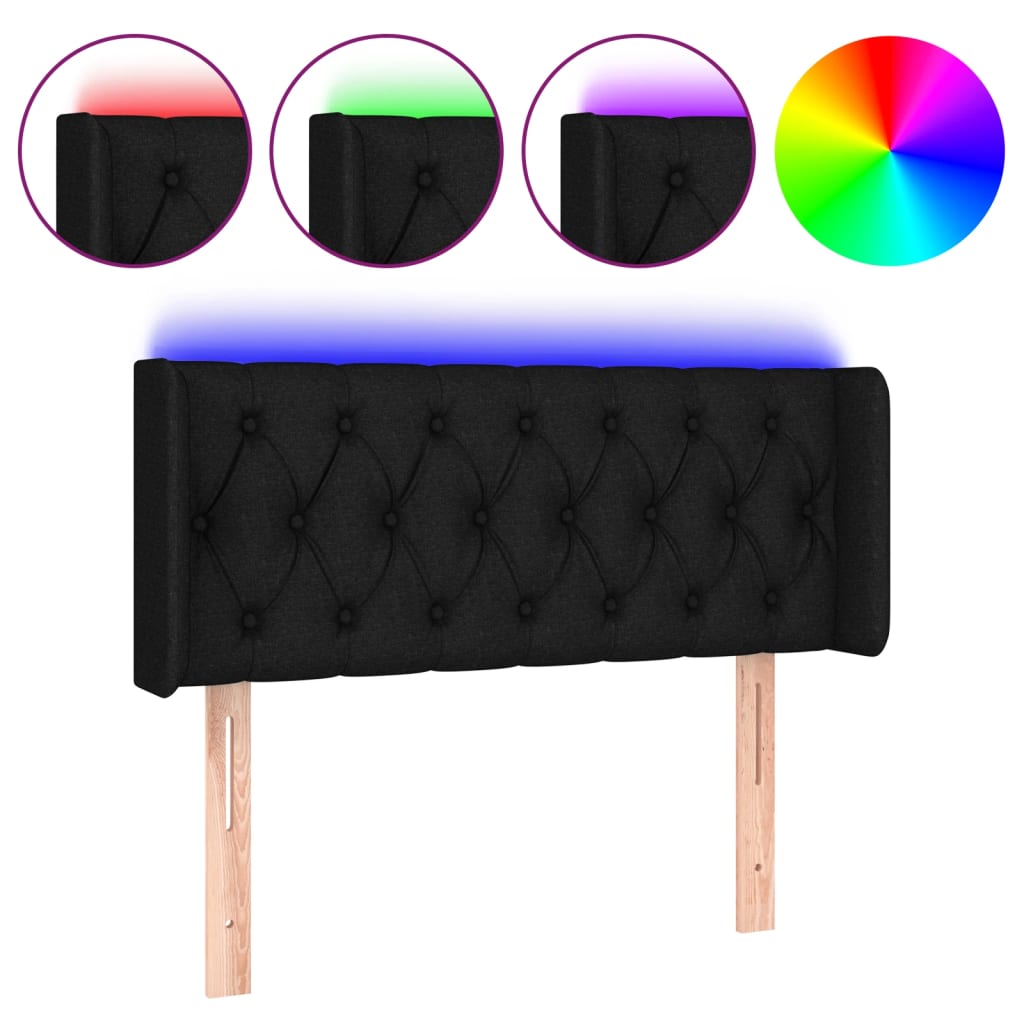 LED uzglavlje crno 93x16x78/88 cm od tkanine
