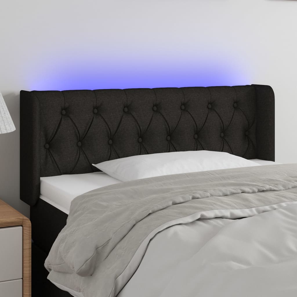 LED uzglavlje crno 93x16x78/88 cm od tkanine