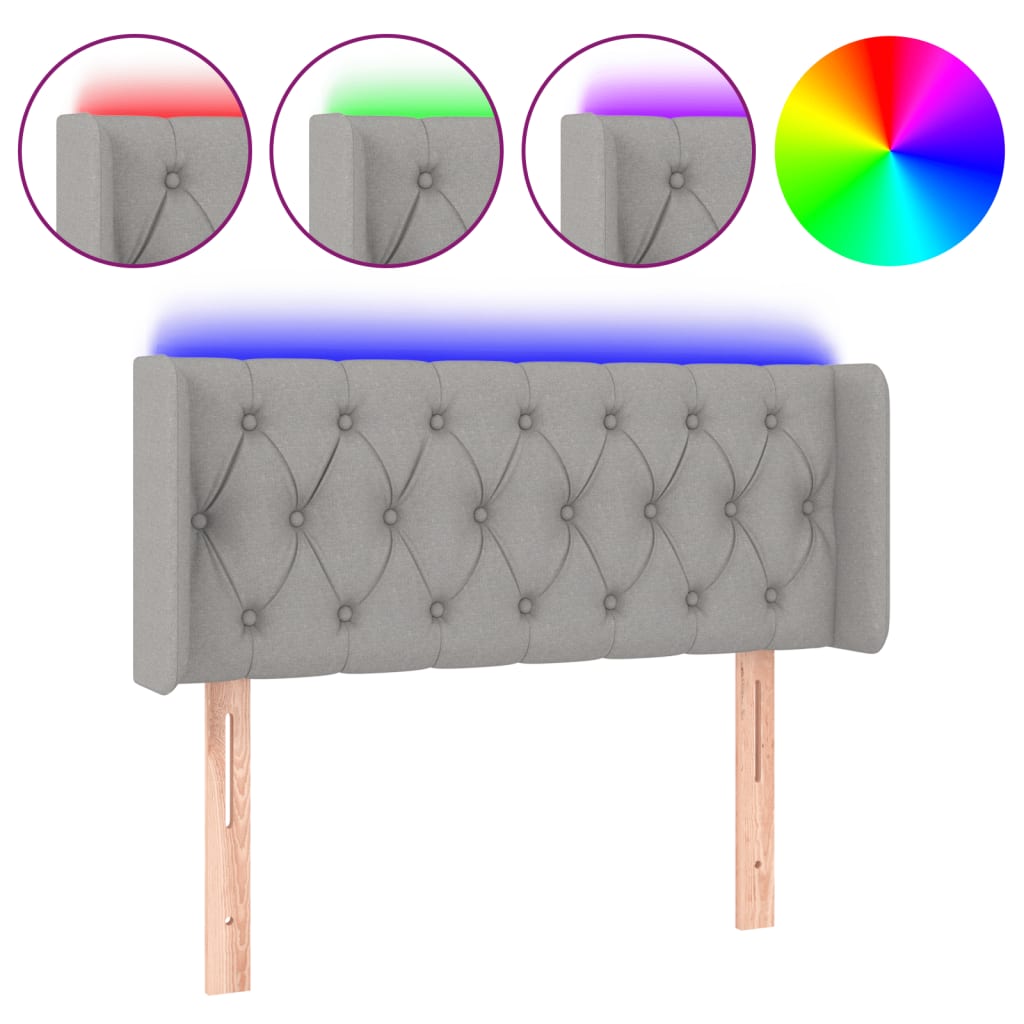 LED uzglavlje svjetlosivo 103x16x78/88 cm od tkanine