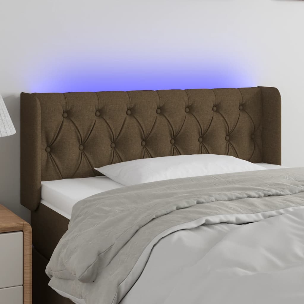 LED Uzglavlje tamnosmeđe 103x16x78/88 cm od tkanine