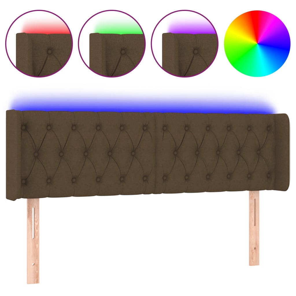 LED uzglavlje tamnosmeđe 147x16x78/88 cm od tkanine