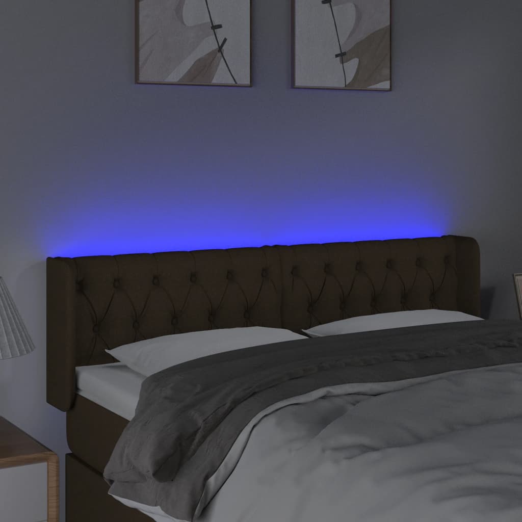 LED uzglavlje tamnosmeđe 147x16x78/88 cm od tkanine