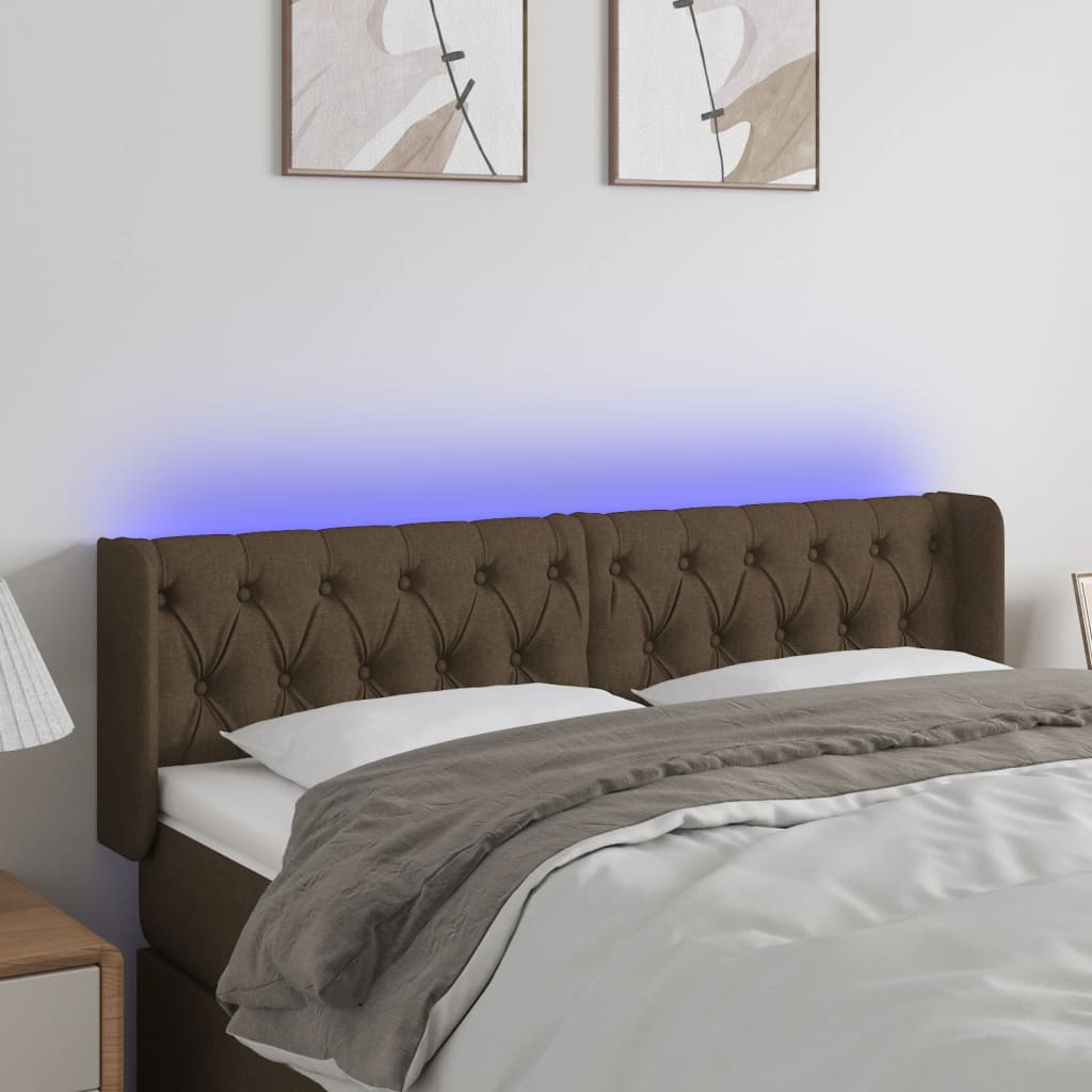 LED uzglavlje tamnosmeđe 147x16x78/88 cm od tkanine