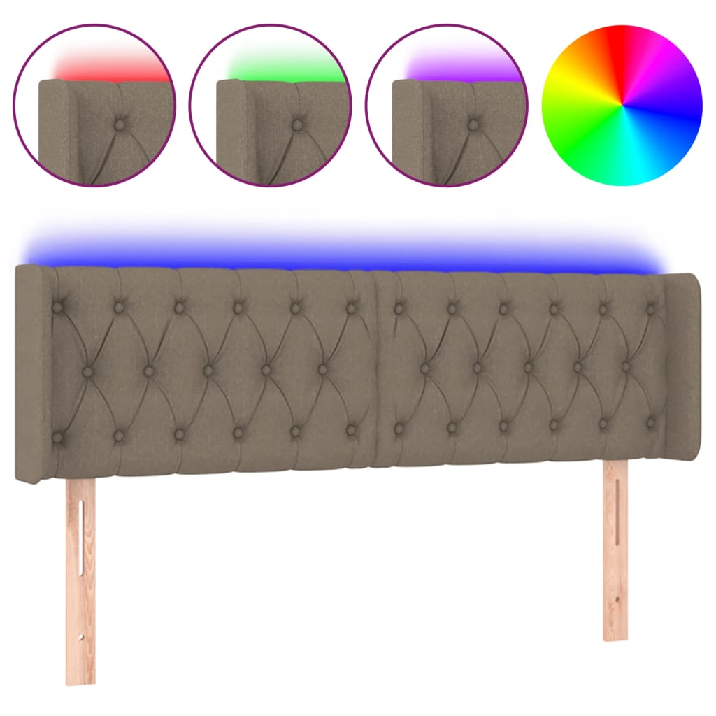 LED uzglavlje smeđesivo 147x16x78/88 cm od tkanine