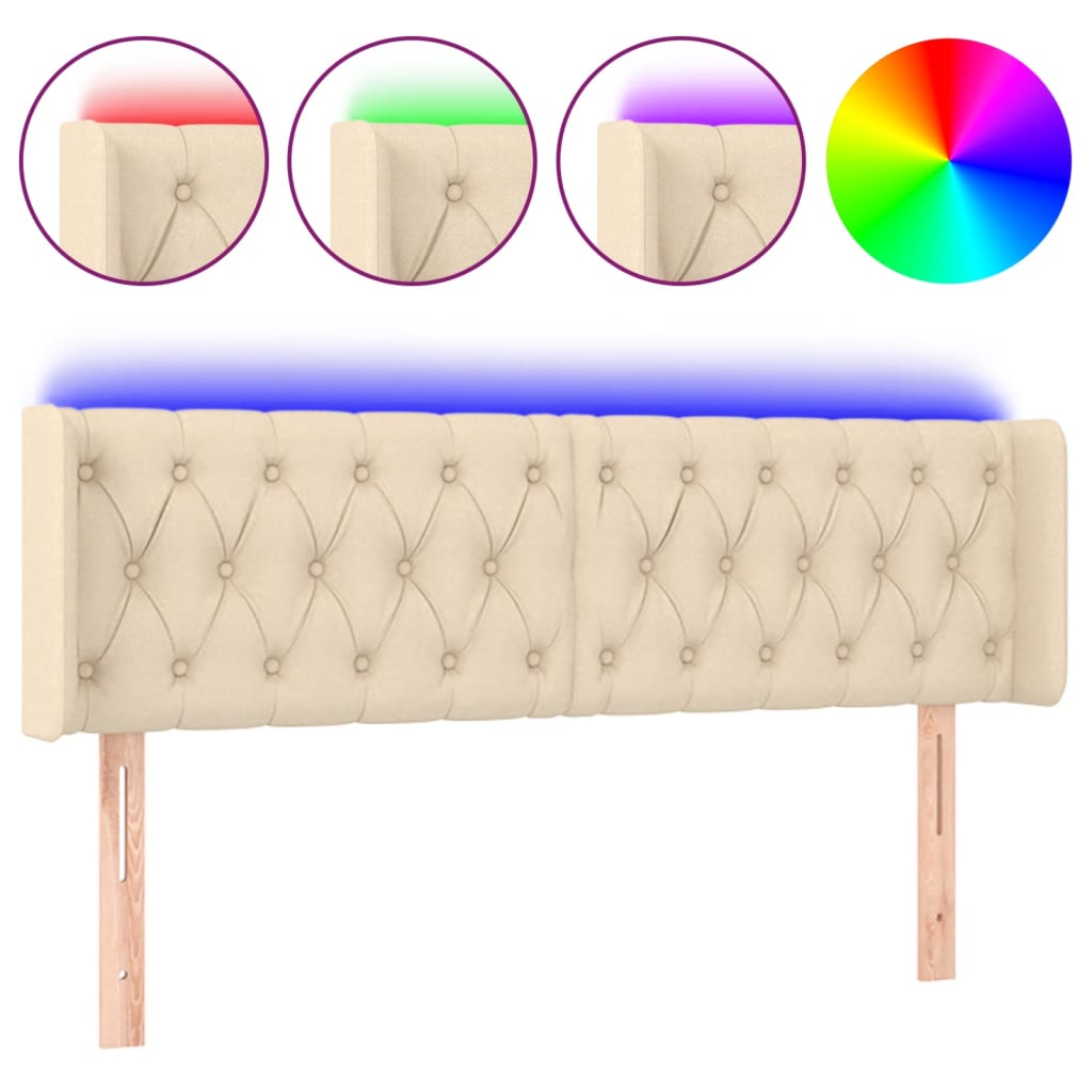LED uzglavlje krem 147x16x78/88 cm od tkanine