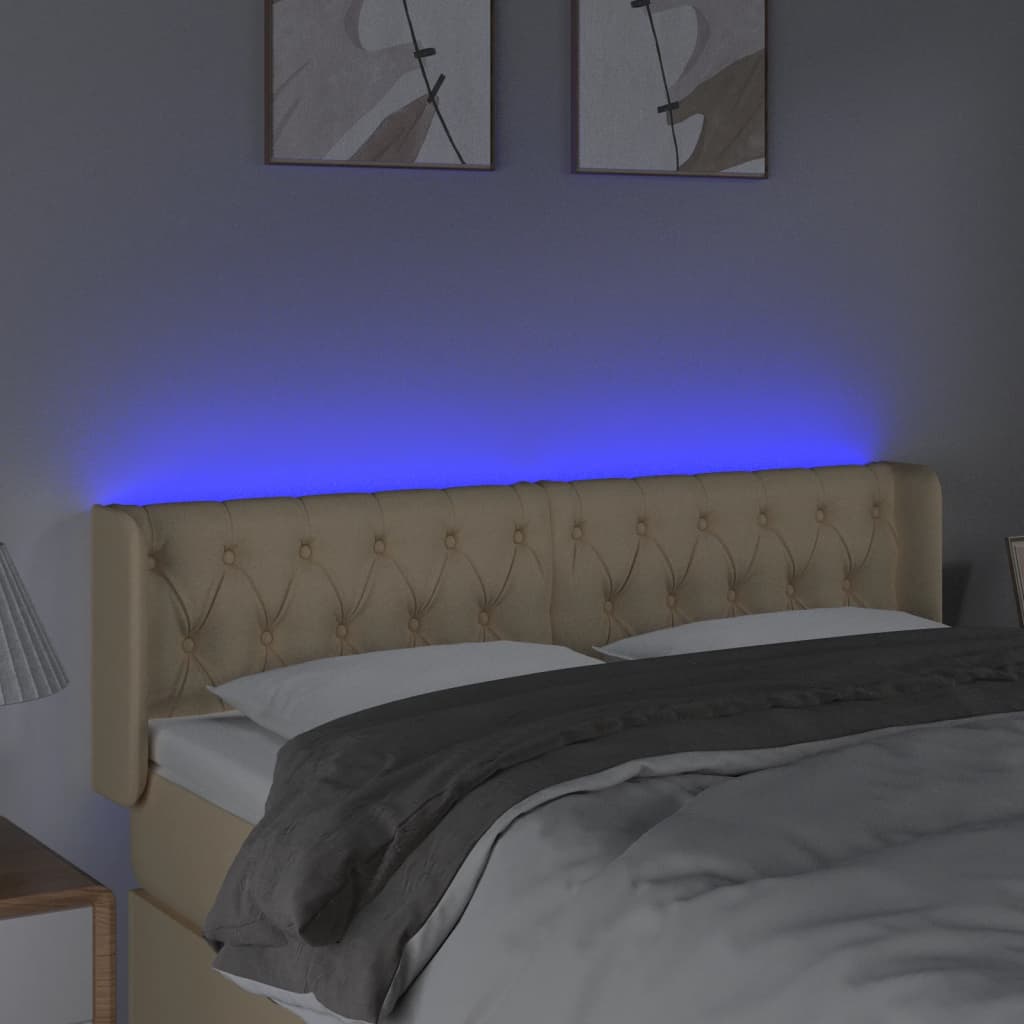LED uzglavlje krem 147x16x78/88 cm od tkanine
