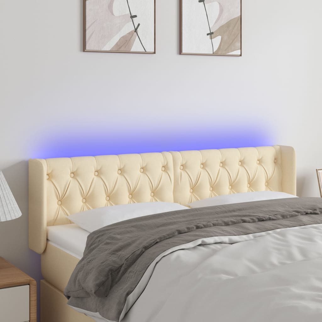 LED uzglavlje krem 147x16x78/88 cm od tkanine