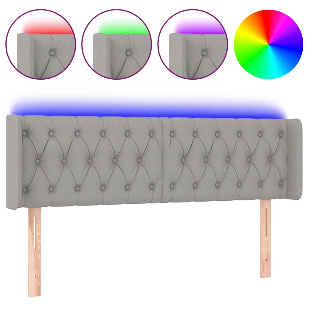 LED uzglavlje svjetlosivo 163x16x78/88 cm od tkanine