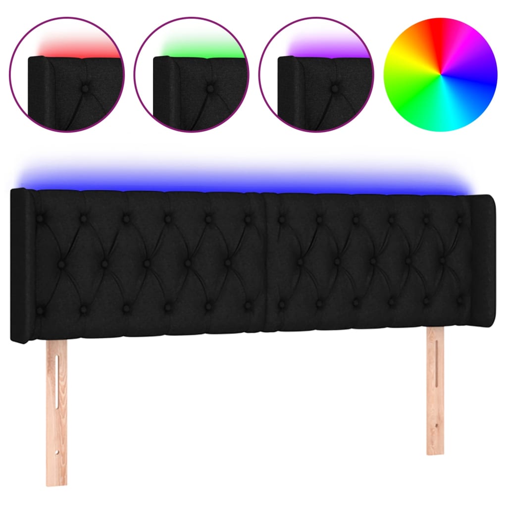 LED uzglavlje crno 163x16x78/88 cm od tkanine