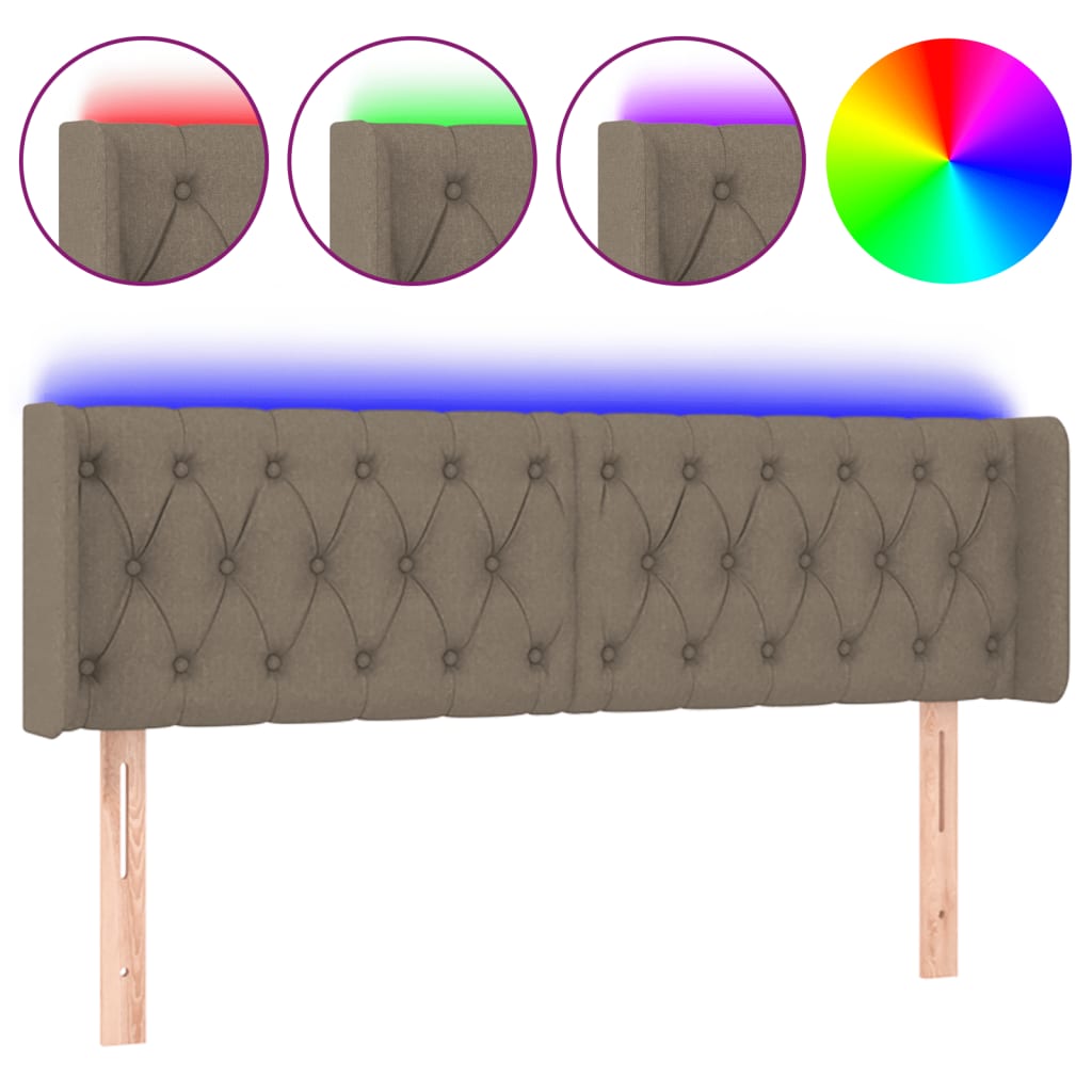 LED uzglavlje smeđesivo 163x16x78/88 cm od tkanine