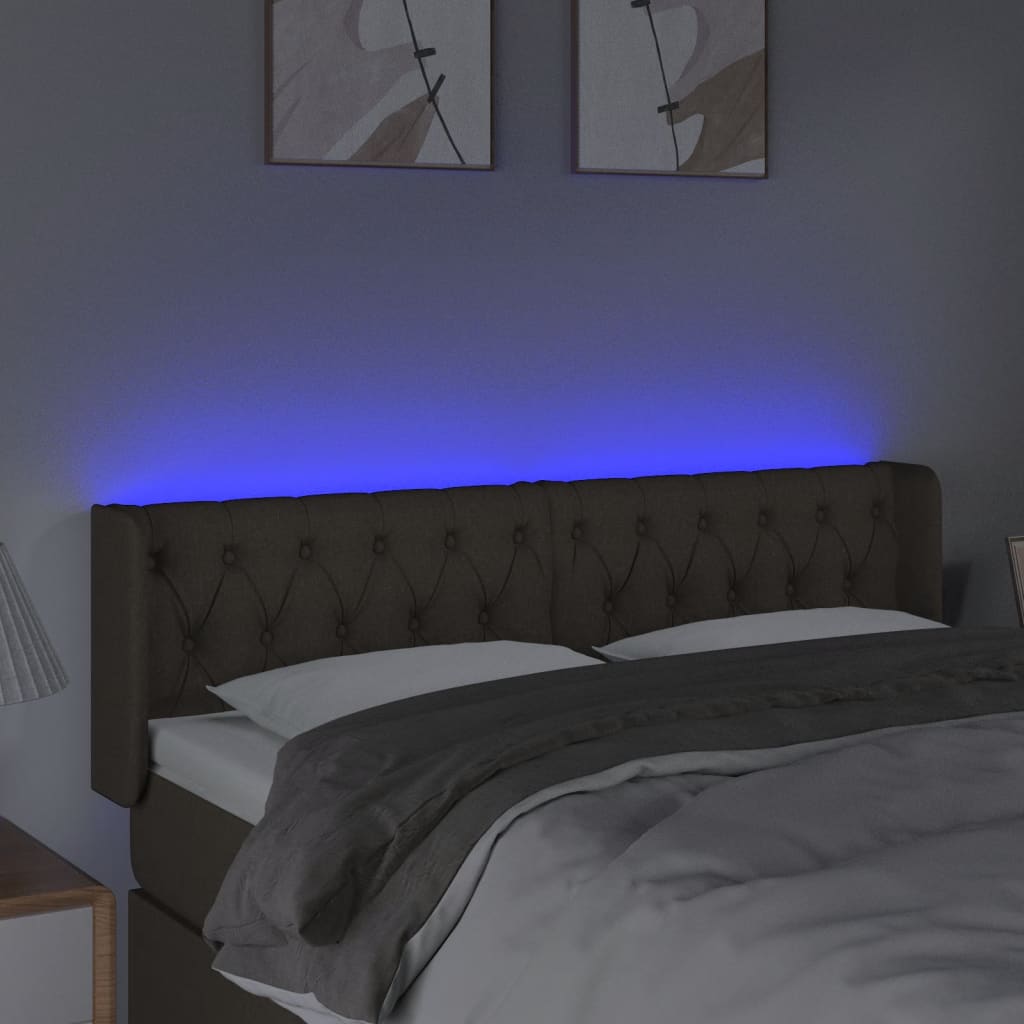 LED uzglavlje smeđesivo 163x16x78/88 cm od tkanine