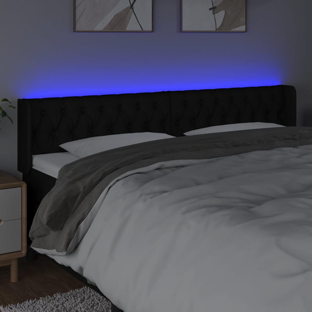 LED uzglavlje crno 183x16x78/88 cm od tkanine