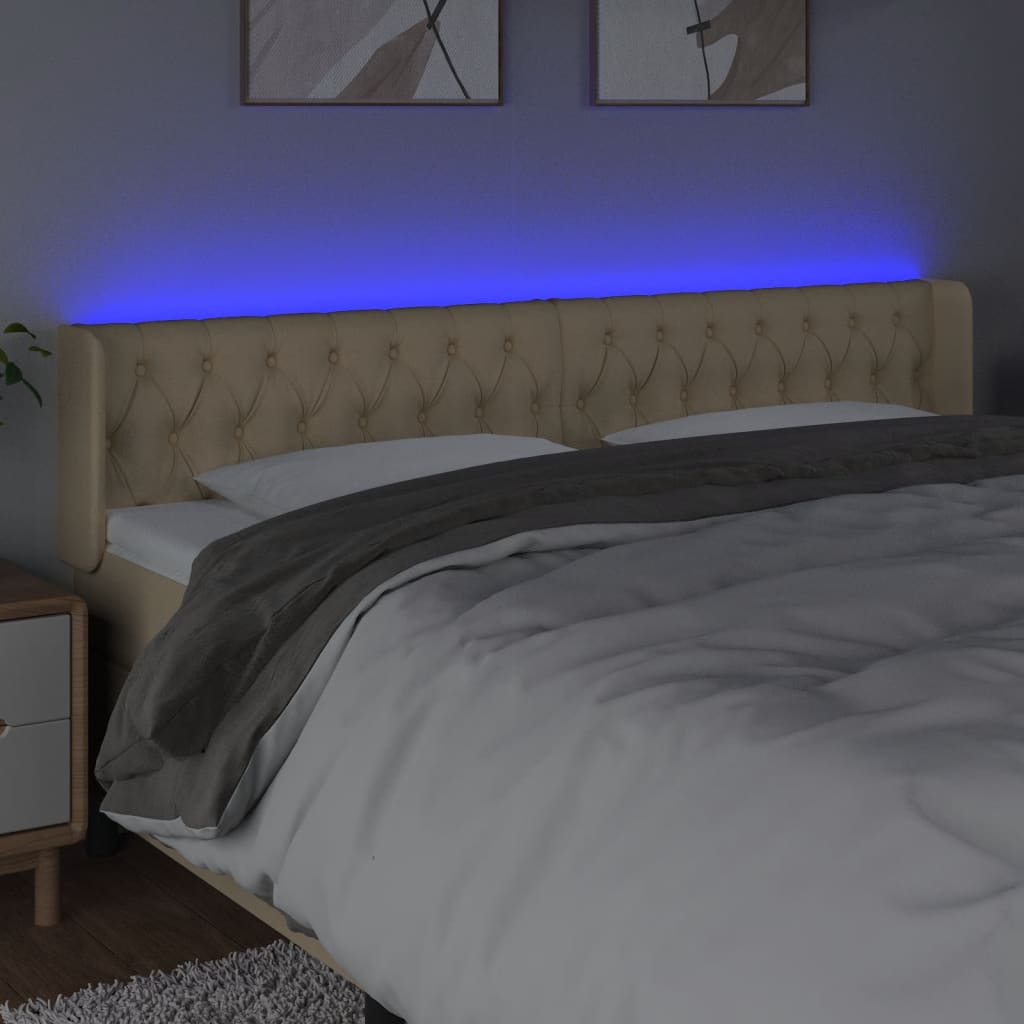 LED uzglavlje krem 183x16x78/88 cm od tkanine