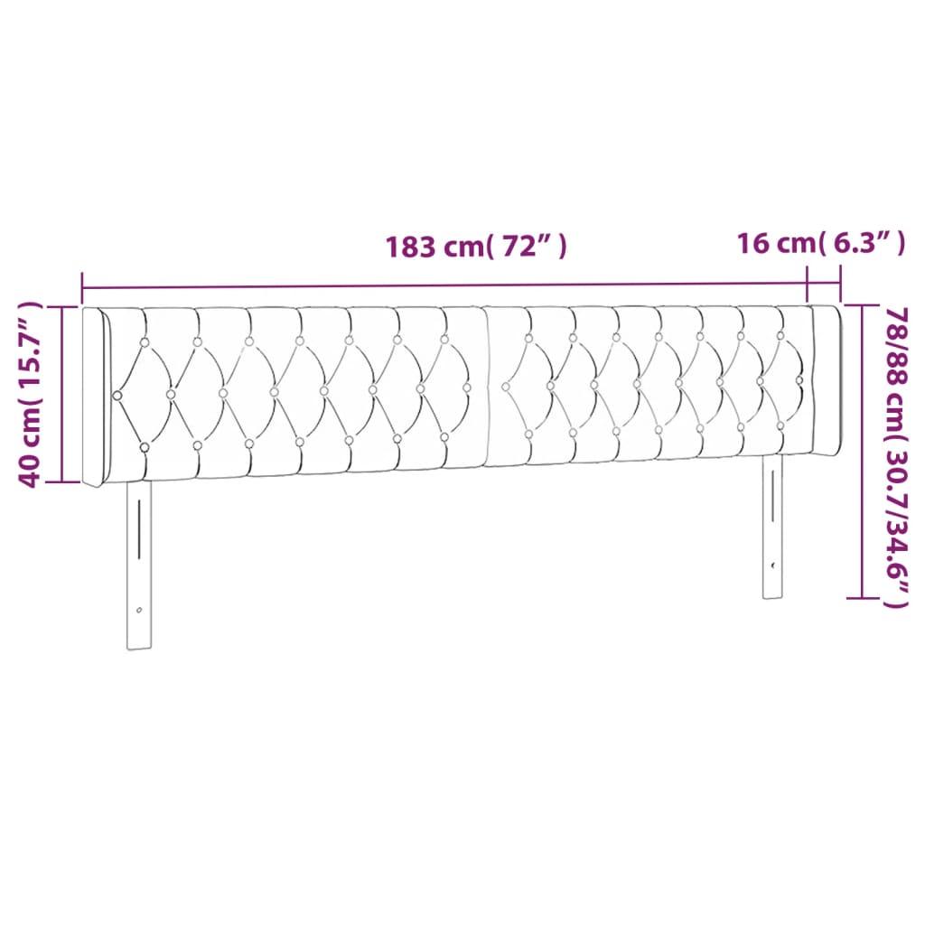 LED uzglavlje krem 183x16x78/88 cm od tkanine