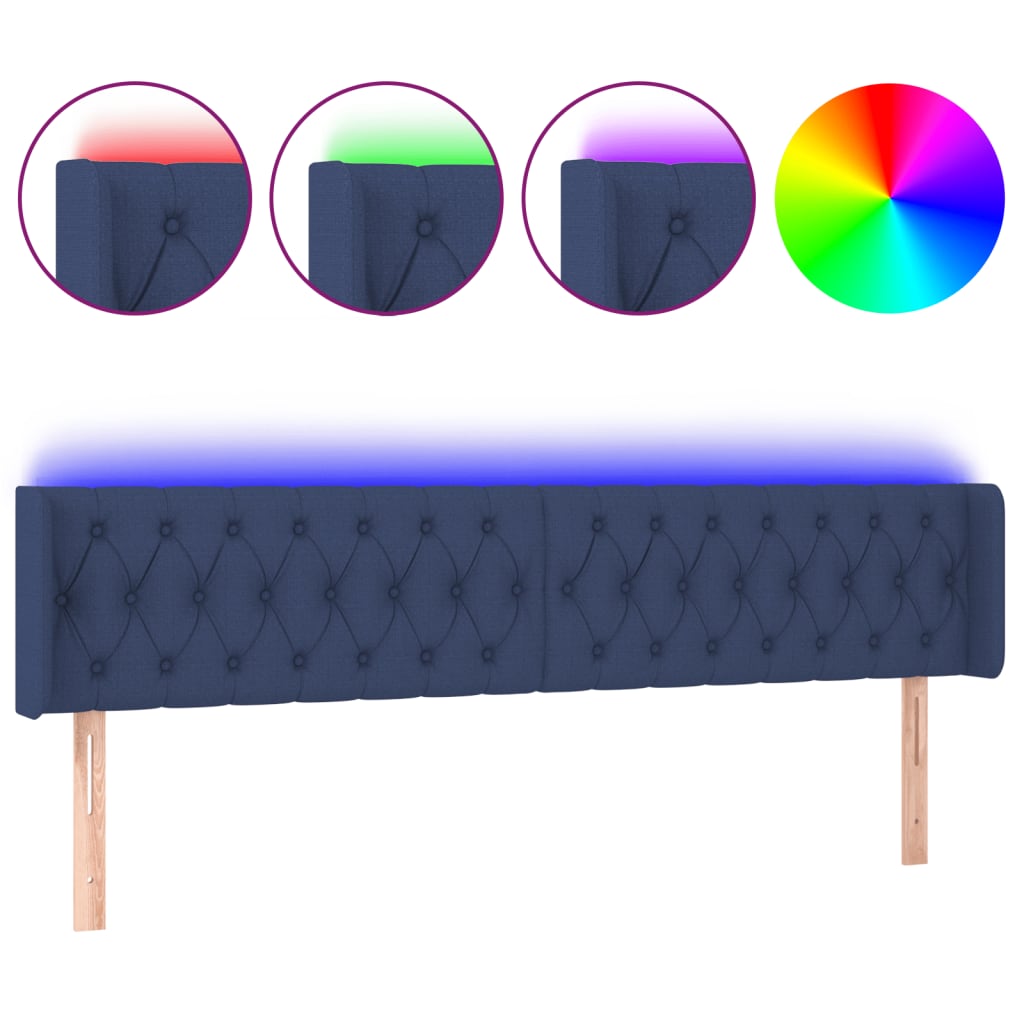 LED uzglavlje plavo 183x16x78/88 cm od tkanine