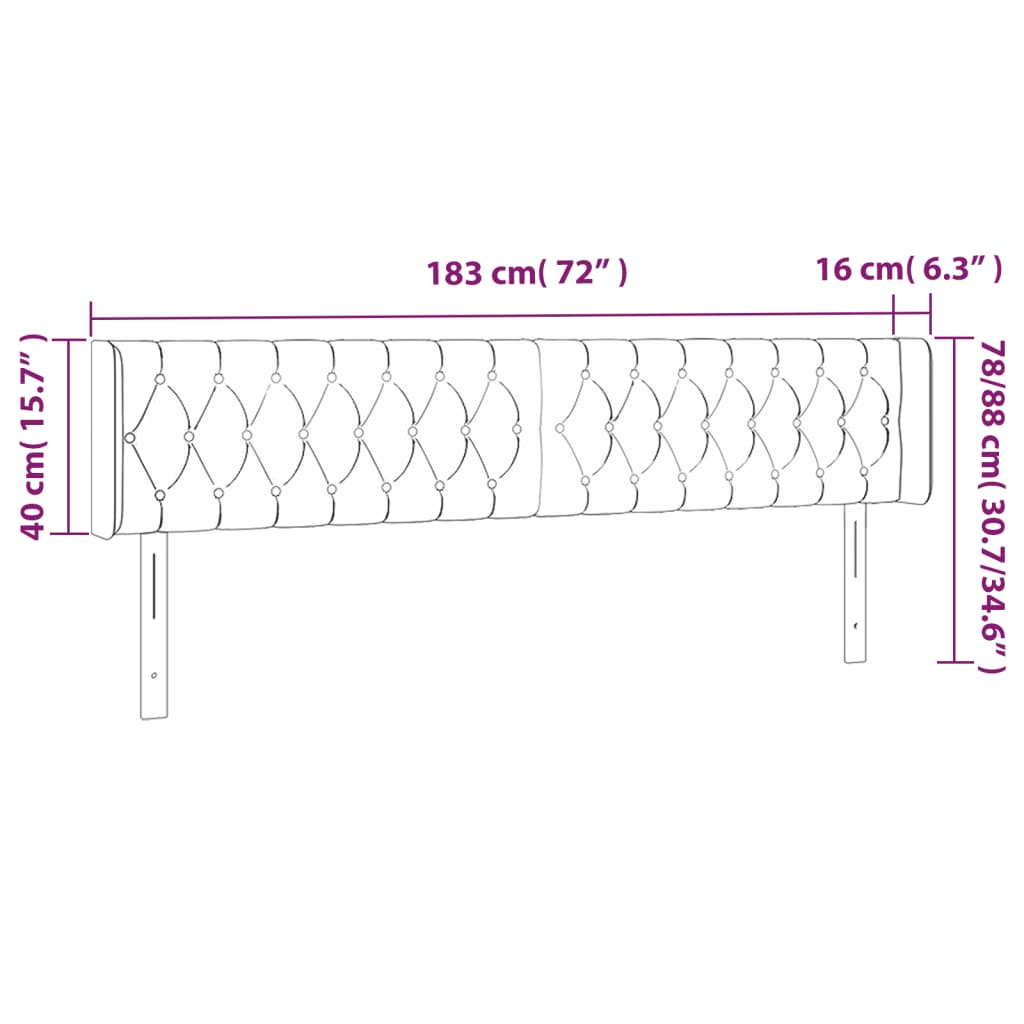 LED uzglavlje plavo 183x16x78/88 cm od tkanine