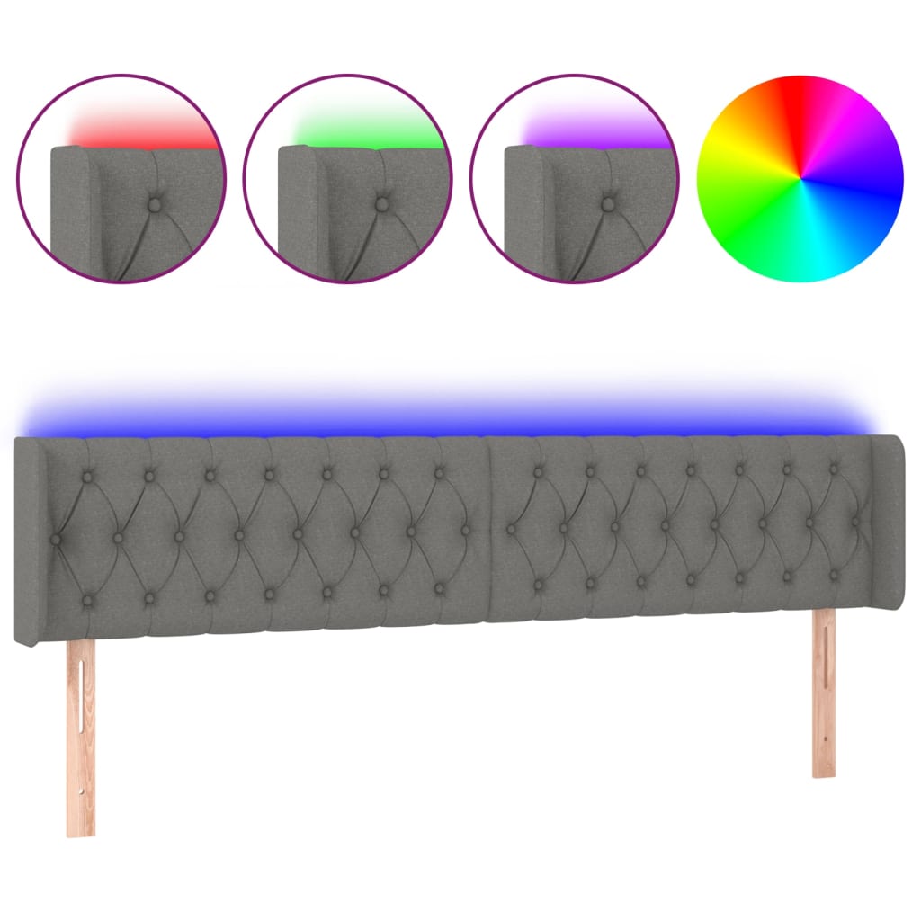 LED uzglavlje tamnosivo 203x16x78/88 cm od tkanine
