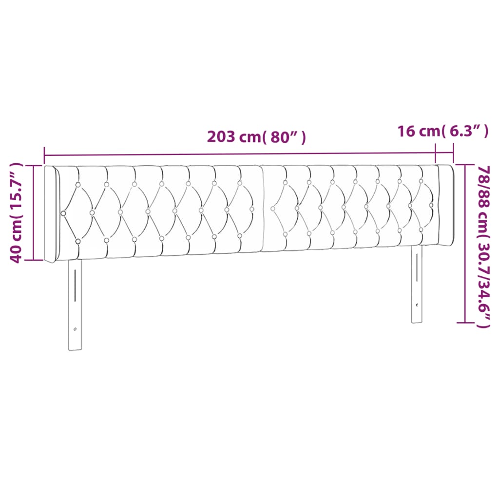 LED uzglavlje tamnosivo 203x16x78/88 cm od tkanine