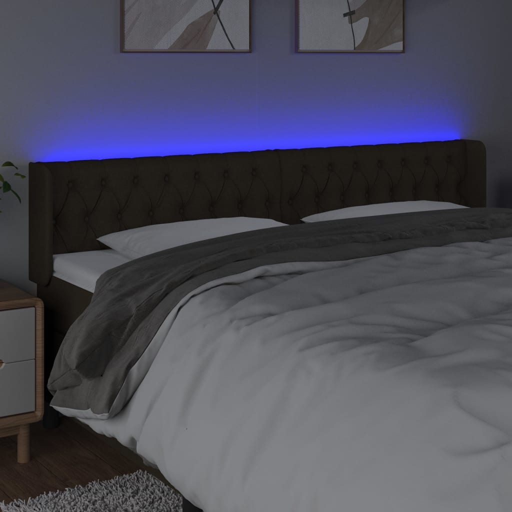 LED uzglavlje tamnosmeđe 203x16x78/88 cm od tkanine