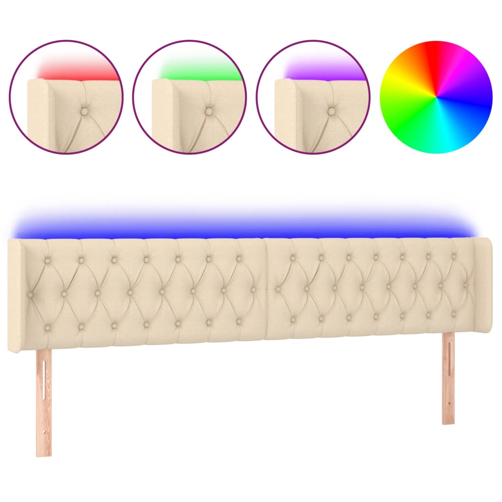 LED uzglavlje krem 203x16x78/88 cm od tkanine
