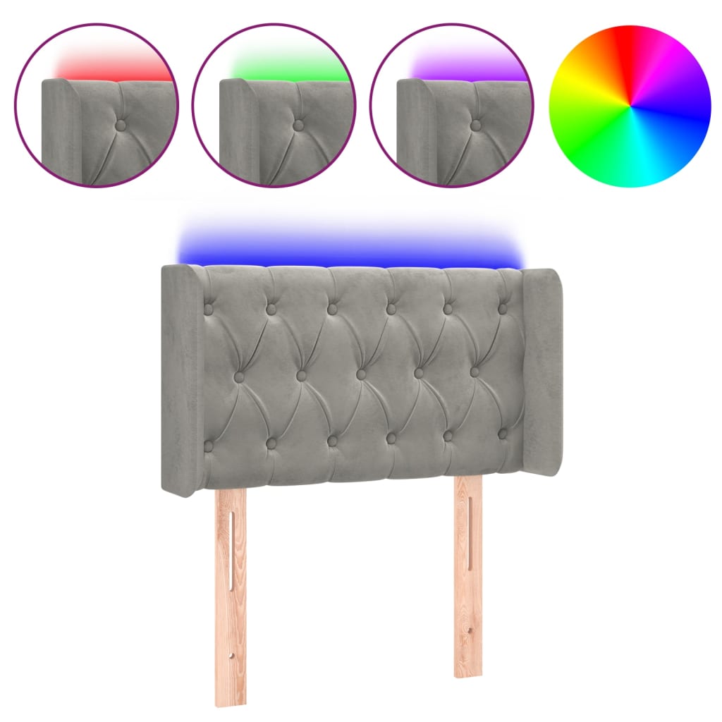 LED uzglavlje svjetlosivo 83x16x78/88 cm baršunasto
