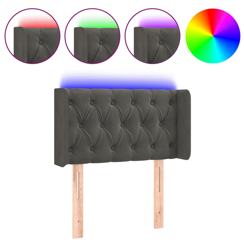 LED uzglavlje tamnosivo 83x16x78/88 cm baršunasto