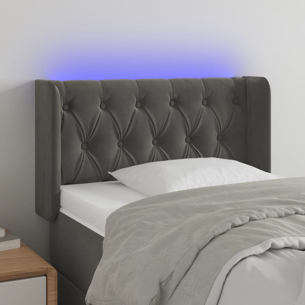 LED uzglavlje tamnosivo 83x16x78/88 cm baršunasto