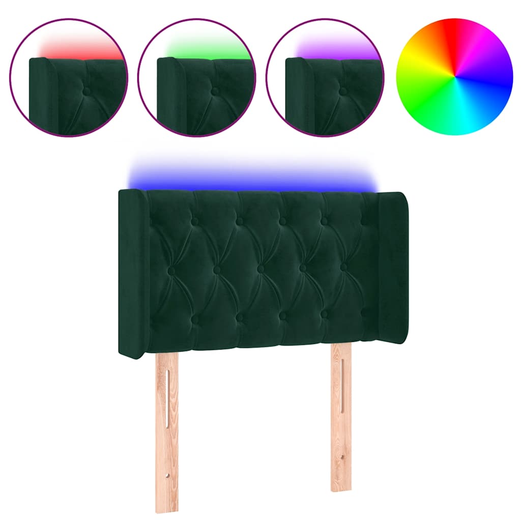LED uzglavlje tamnozeleno 83x16x78/88 cm baršunasto