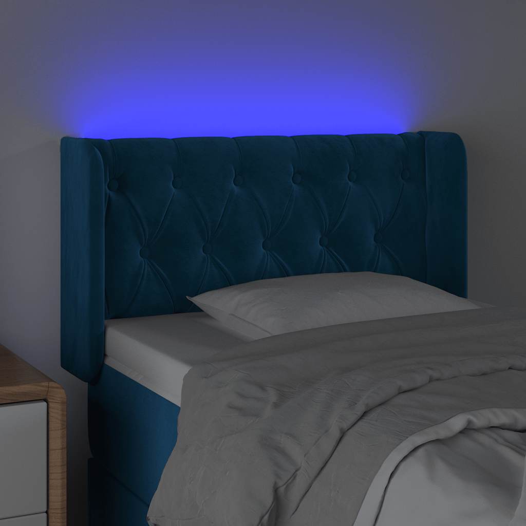 LED uzglavlje tamnoplavo 83x16x78/88 cm baršunasto