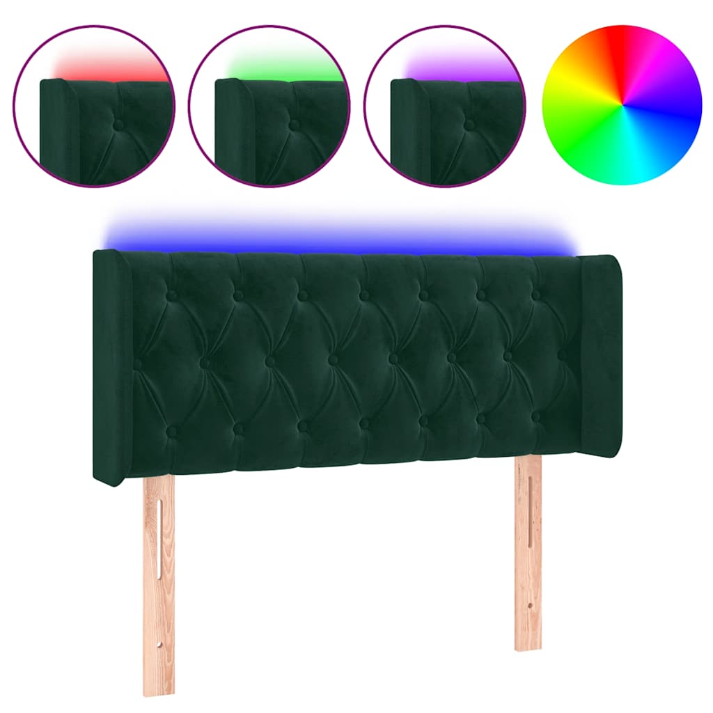 LED uzglavlje tamnozeleno 93x16x78/88 cm baršunasto