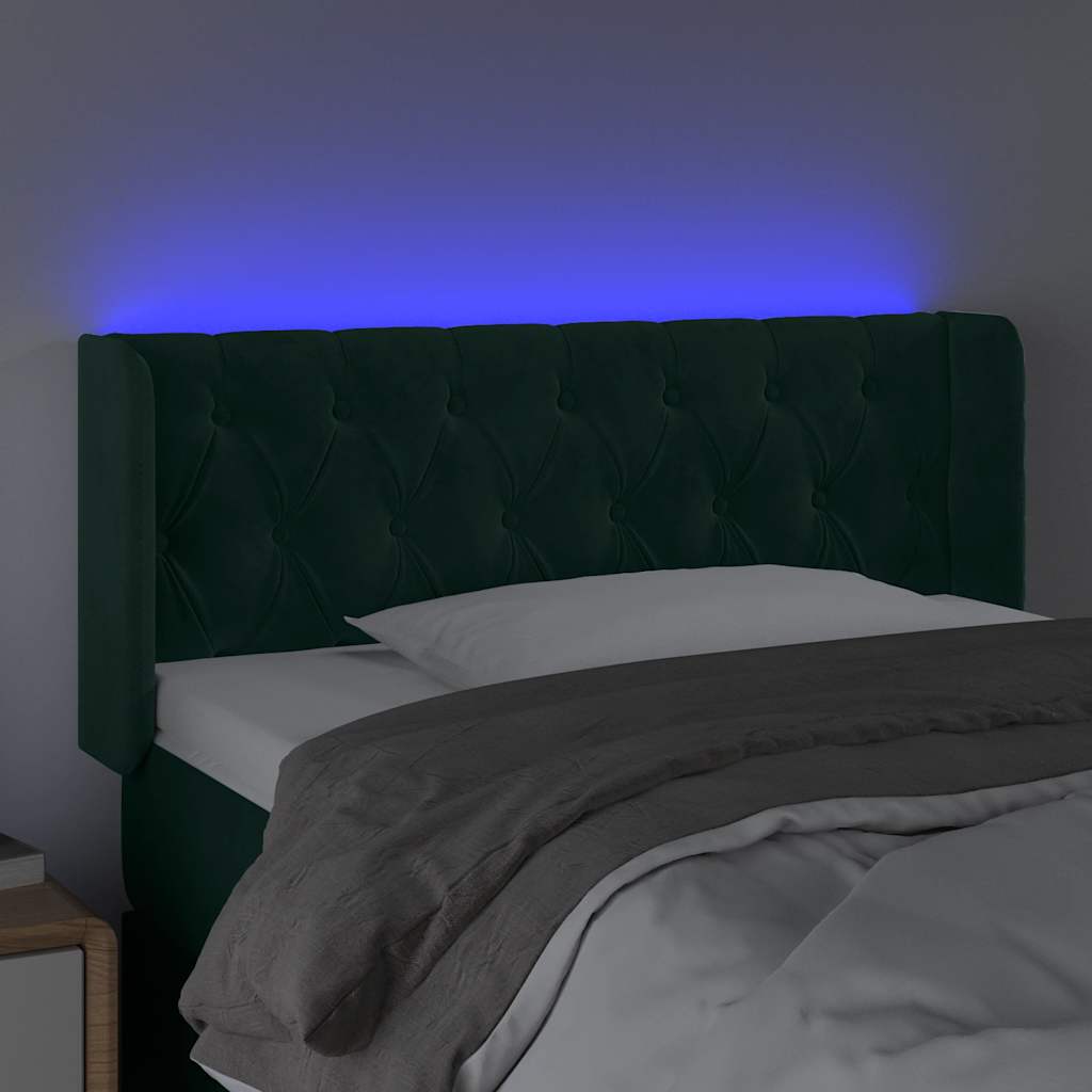 LED uzglavlje tamnozeleno 93x16x78/88 cm baršunasto