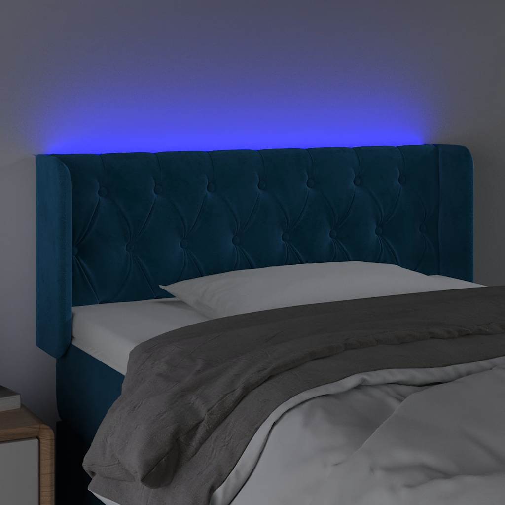 LED uzglavlje tamnoplavo 93x16x78/88 cm baršunasto