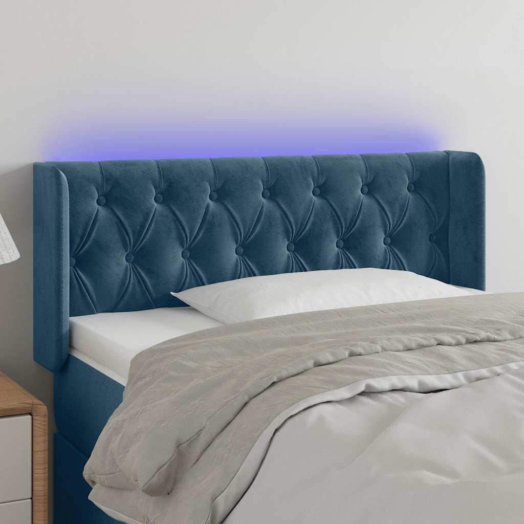 LED uzglavlje tamnoplavo 93x16x78/88 cm baršunasto