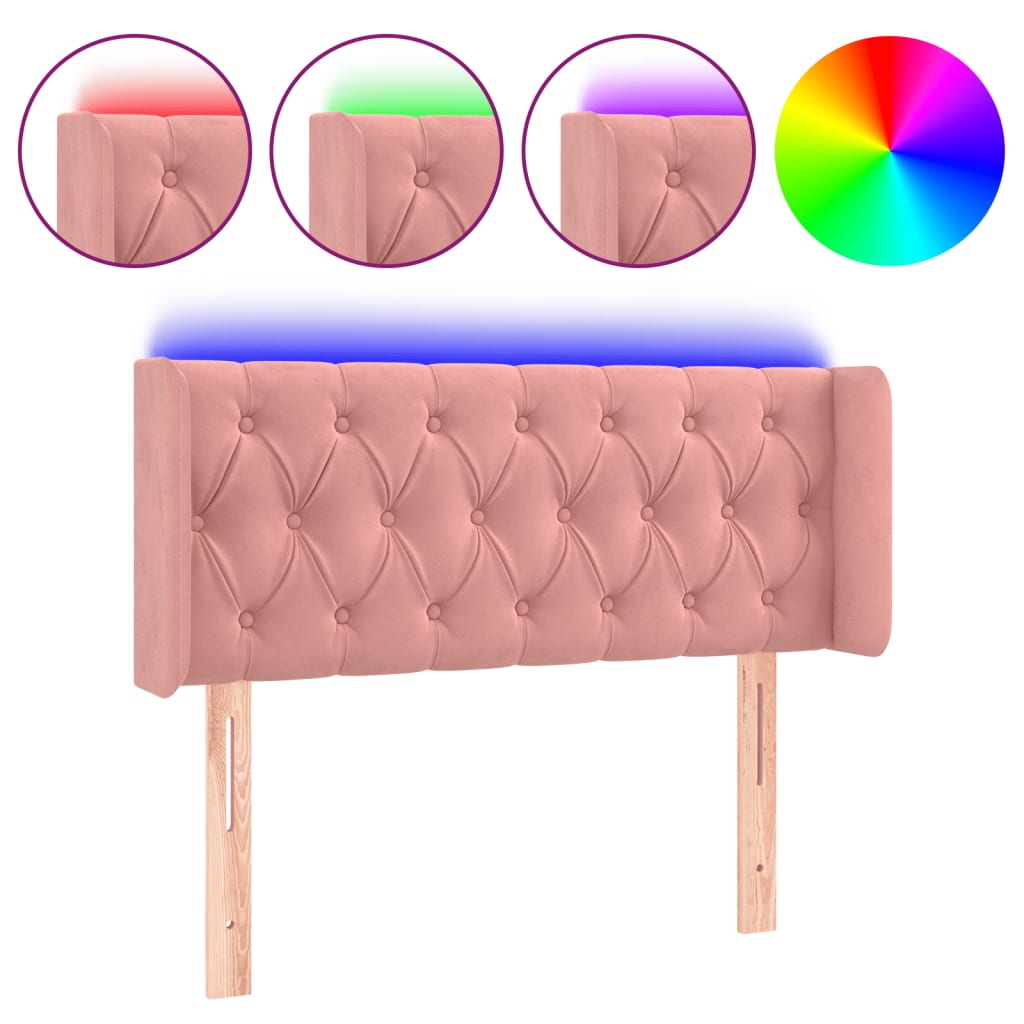 LED uzglavlje ružičasto 93x16x78/88 cm baršunasto