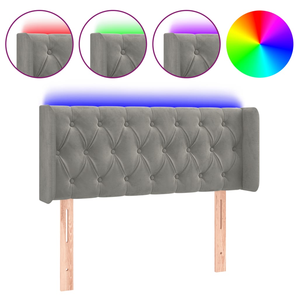 LED uzglavlje svjetlosivo 103x16x78/88 cm baršunasto