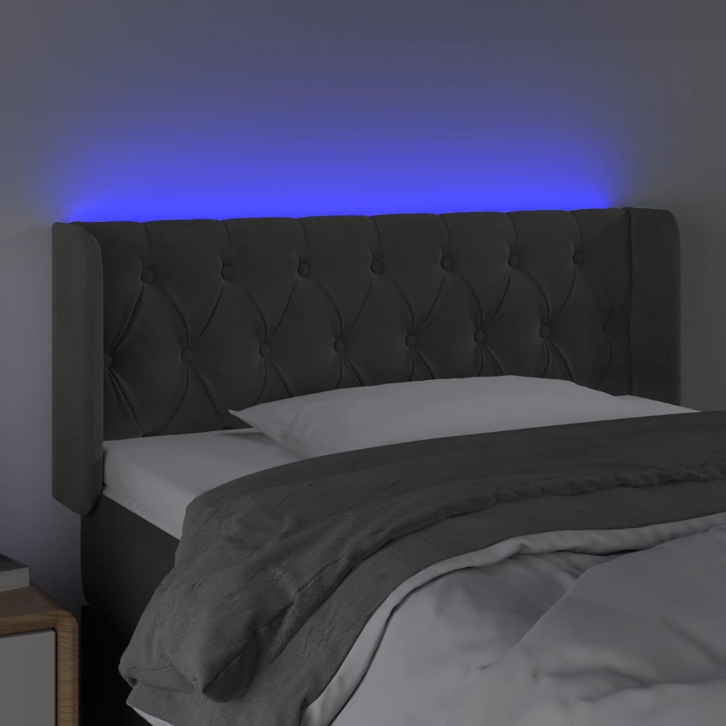 LED uzglavlje tamnosivo 103x16x78/88 cm baršunasto