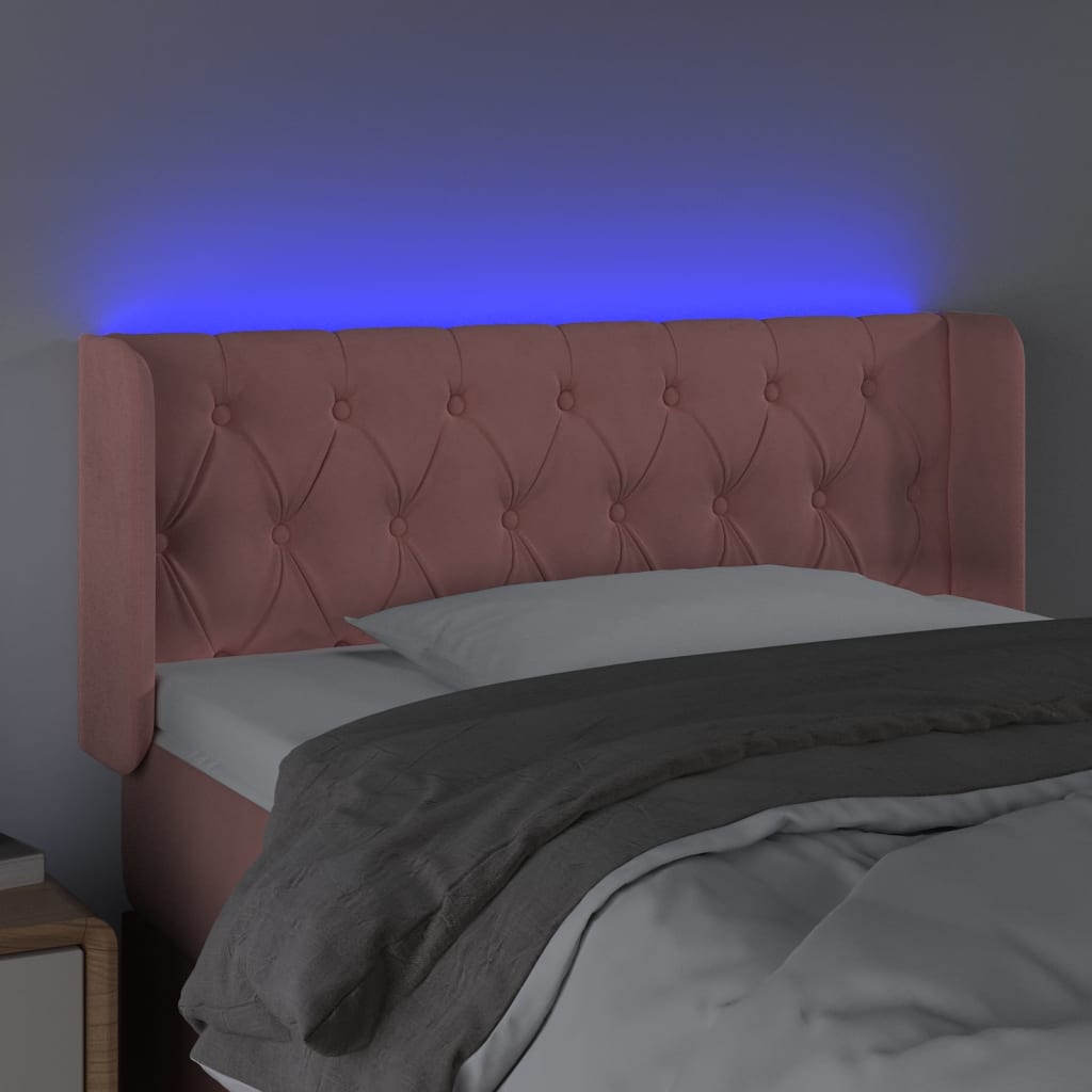 LED uzglavlje ružičasto 103x16x78/88 cm baršunasto