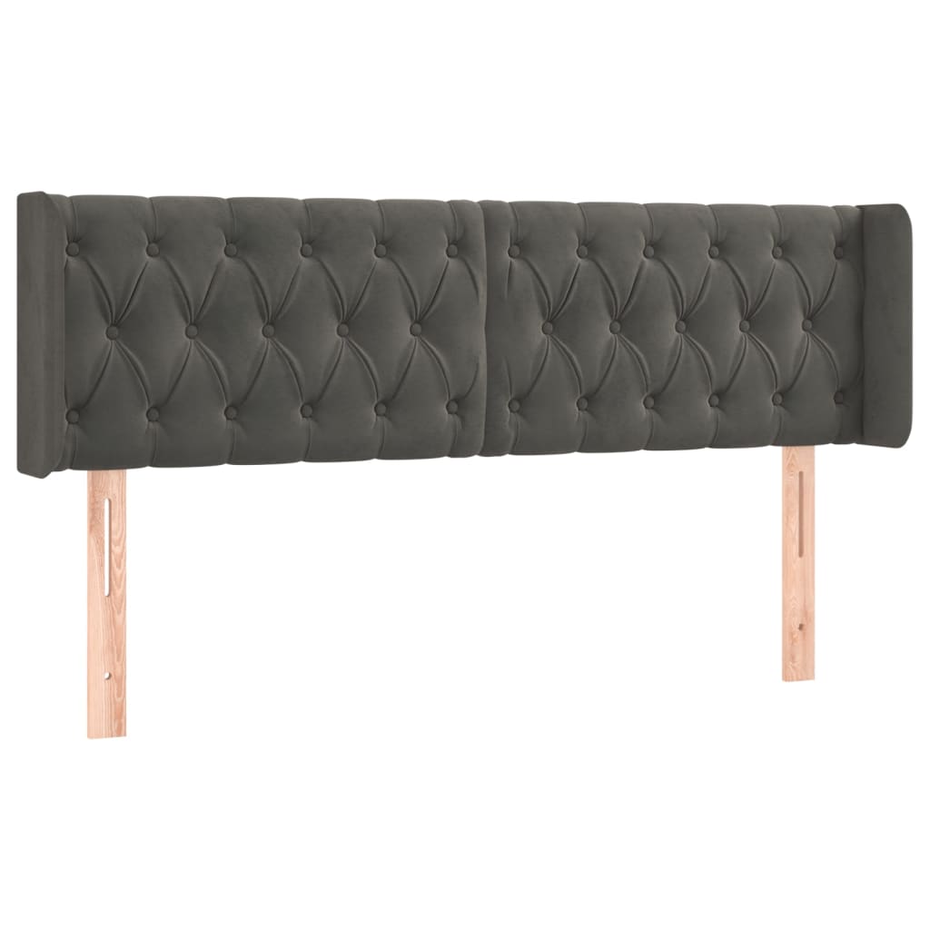 LED uzglavlje tamnosivo 147x16x78/88 cm baršunasto