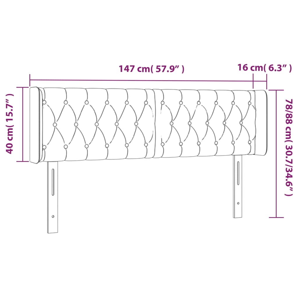 LED uzglavlje ružičasto 147x16x78/88 cm baršunasto