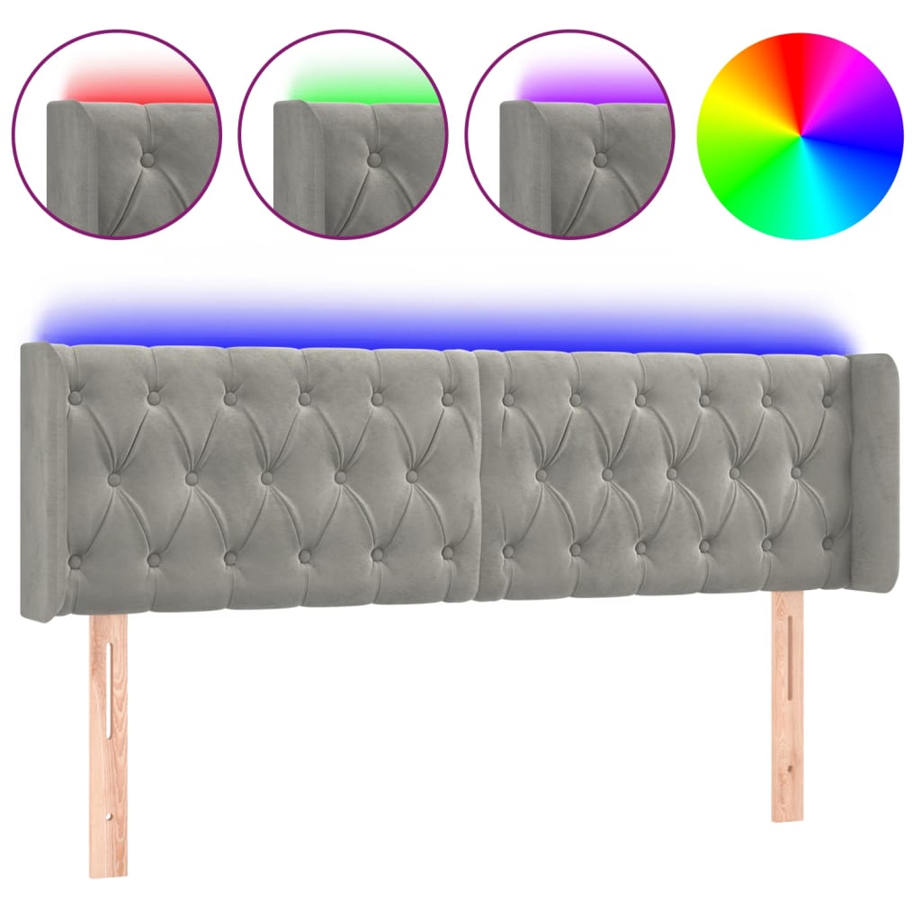 LED uzglavlje svjetlosivo 163x16x78/88 cm baršunasto