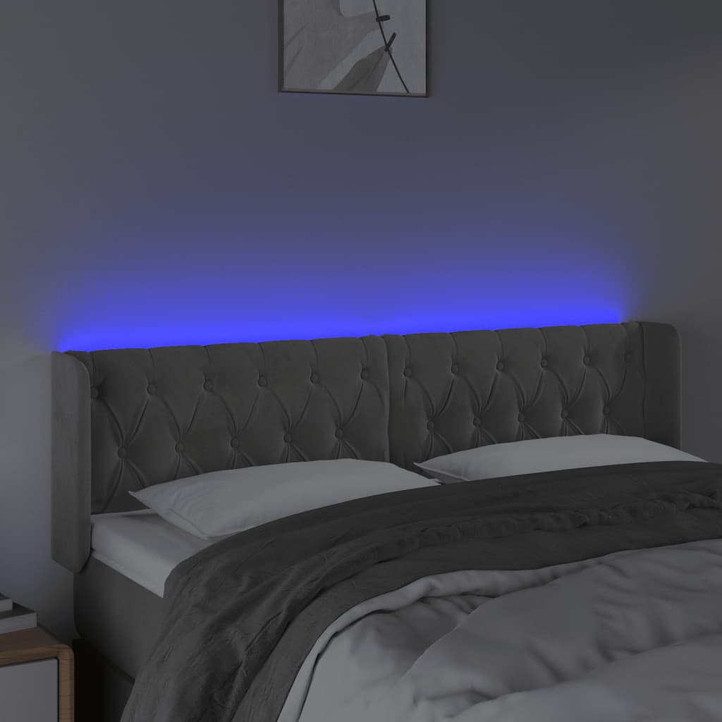 LED uzglavlje svjetlosivo 163x16x78/88 cm baršunasto