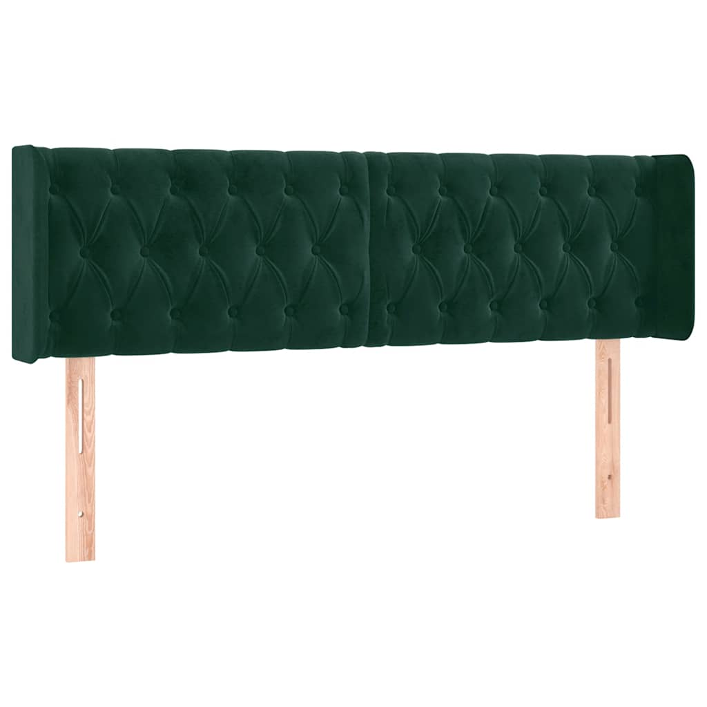 LED uzglavlje tamnozeleno 163x16x78/88 cm baršunasto