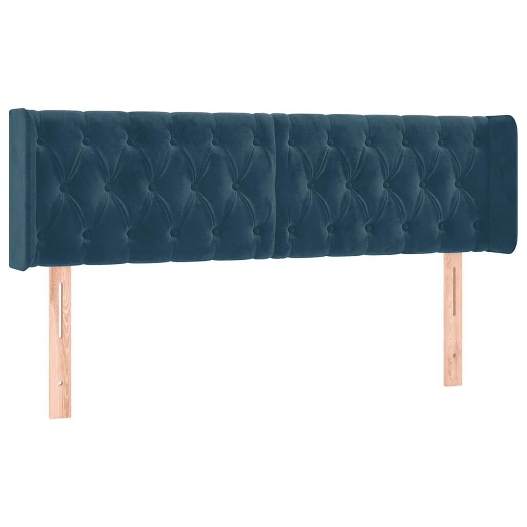 LED uzglavlje tamnoplavo 163x16x78/88 cm baršunasto