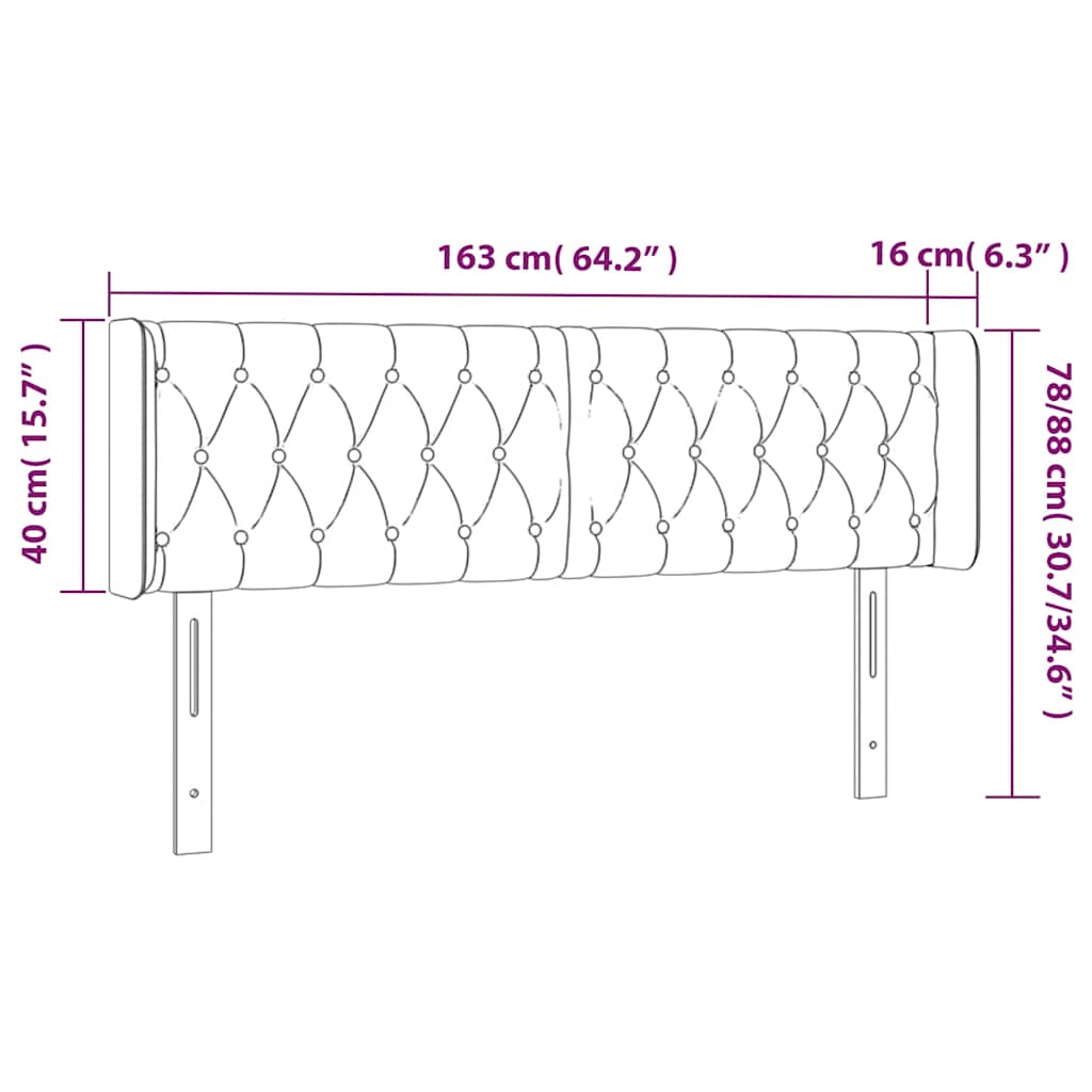 LED uzglavlje tamnoplavo 163x16x78/88 cm baršunasto
