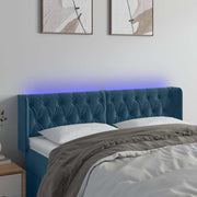 LED uzglavlje tamnoplavo 163x16x78/88 cm baršunasto