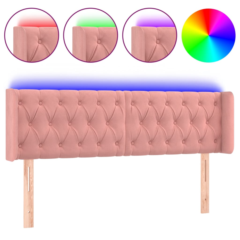 LED uzglavlje ružičasto 163x16x78/88 cm baršunasto