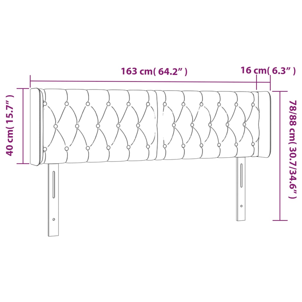 LED uzglavlje ružičasto 163x16x78/88 cm baršunasto