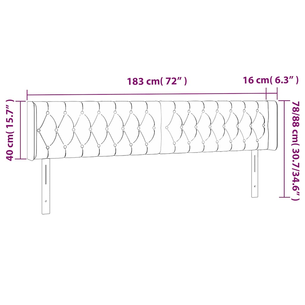 LED uzglavlje tamnoplavo 183x16x78/88 cm baršunasto