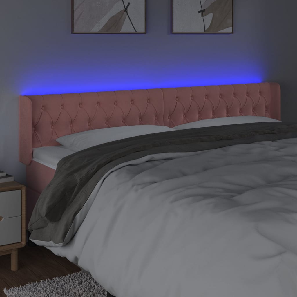 LED uzglavlje ružičasto 183x16x78/88 cm baršunasto