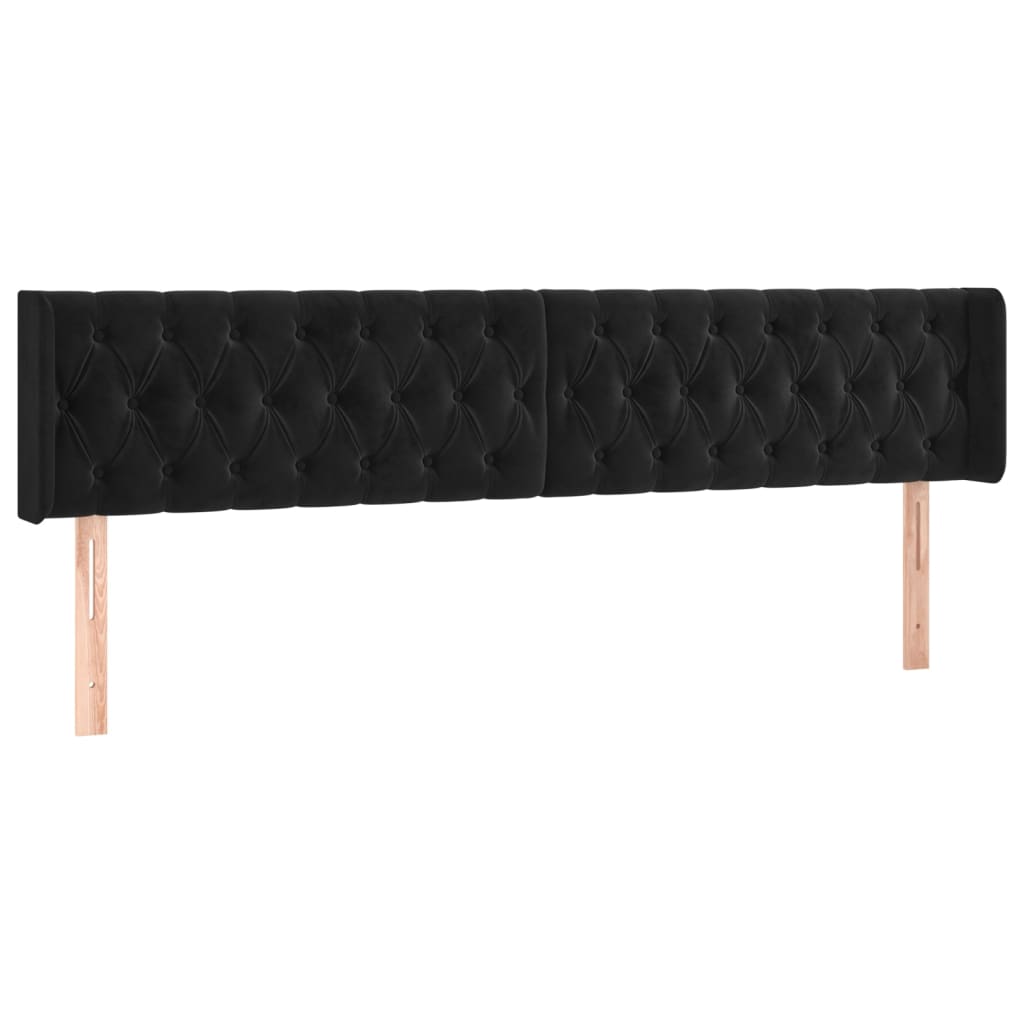 LED uzglavlje crno 203x16x78/88 cm baršunasto